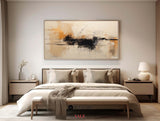 Japandi black beige wall art, dark beige soft brush strokes thick textured paintings for sale