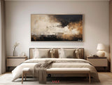 Large canvas paintings, dark beige and black abstract wall art, rich textured paintings