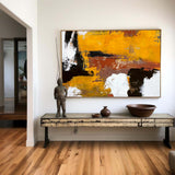 Original Textured Abstract Modern Painting On Canvas Orange White Black