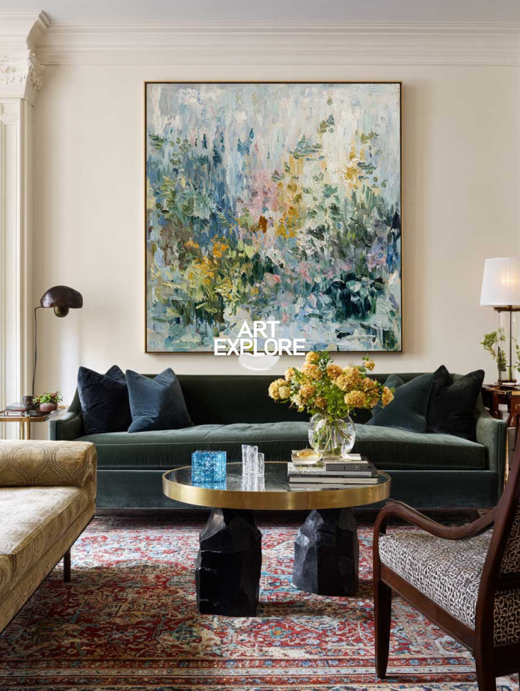 Abstract Floral Oil Painting With Impressionist Style For Modern Home Decor