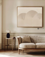 Beige Rich Textured Painting Modern Abstract Art, Minimalist Beige Monochromatic Art Artworks, Large Custom Acrylic Canvas Paintings