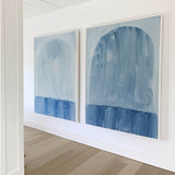 Large Blue White Textured Abstract Minimalist Wall Art Modern Abstract Painting For Sale