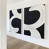 Big Black And White Wall Decor Painting Black And white Textured Canvas Art Oversized Wall Art Set Of 2 Artwork For Home Office