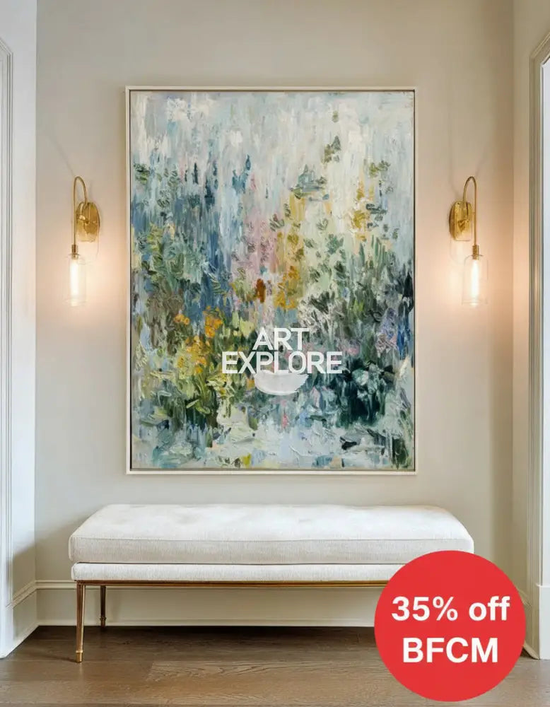 Textured Flower Garden Oil Painting | Vertical Handmade Canvas | ArtExplore