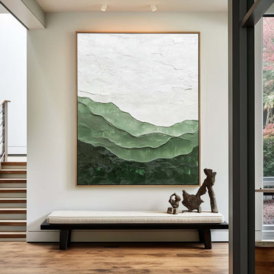 Lage Green Handmade Wall Art Minimalist Green Textured Painting Abstract Painting for Livingroom