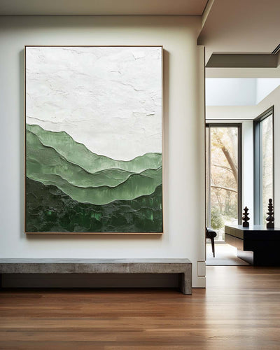 Lage Green Handmade Wall Art Minimalist Green Textured Painting Abstract Painting for Livingroom
