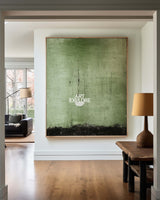 Wabi Sabi Green Painting Green Canvas Wall Art Green Minimalist Wall Art For Sale