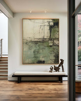 Wabi Sabi Green Painting Green Canvas Wall Art Green Minimalist Wall Art For Sale