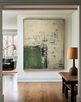 Wabi Sabi Green Painting Green Canvas Wall Art Green Minimalist Wall Art For Sale