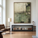 Wabi Sabi Green Painting Green Texture Canvas Wall Art Green Minimalist Wall Art For Sale