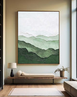 Green Mountain Texture Painting Lage Green Handmade Wall Art Minimalist Painting Vertical Painting