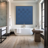 3D Textured Canvas Wall Art Blue Canvas Art Modern Minimalist Abstract Art Rich textured Painting