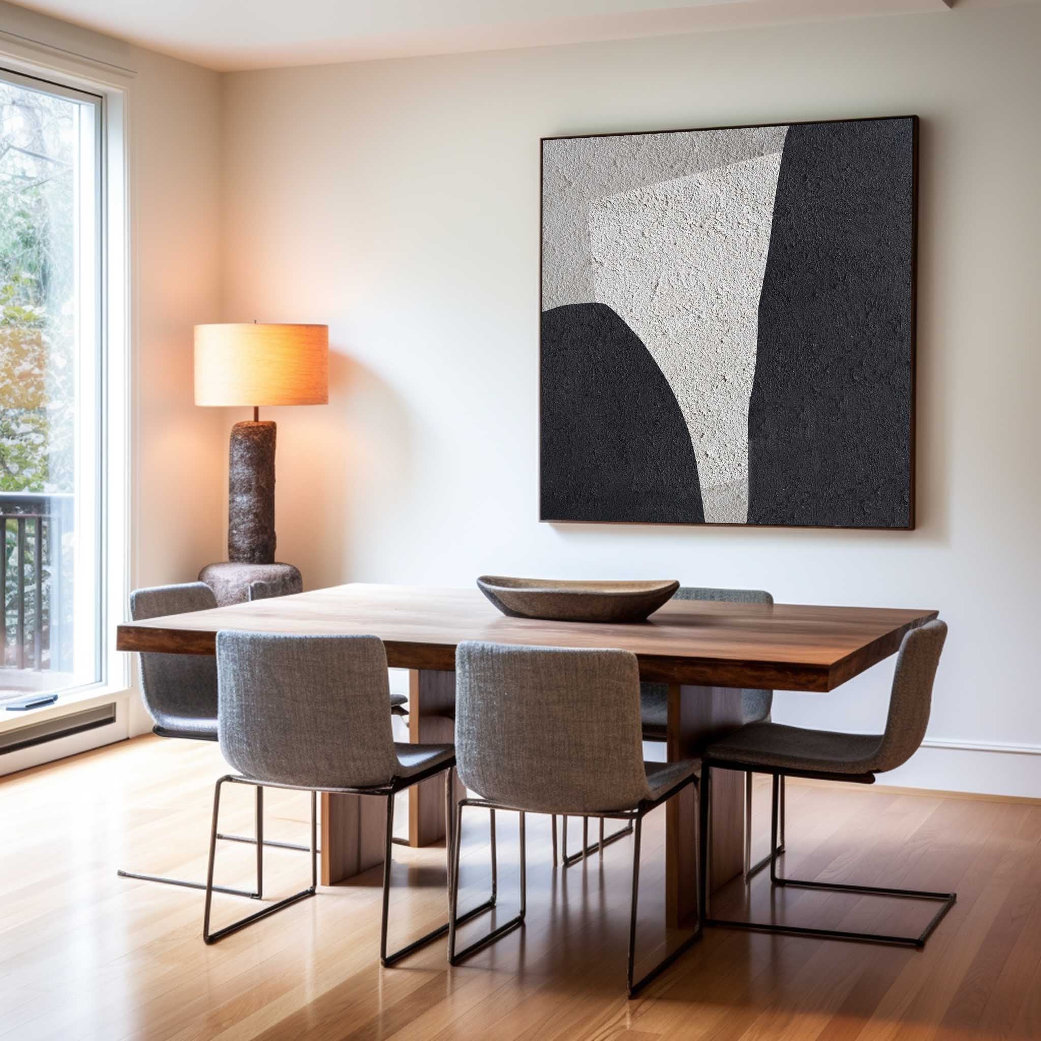 Black And White Minimalist Art Large Geometric Painting Art For Office