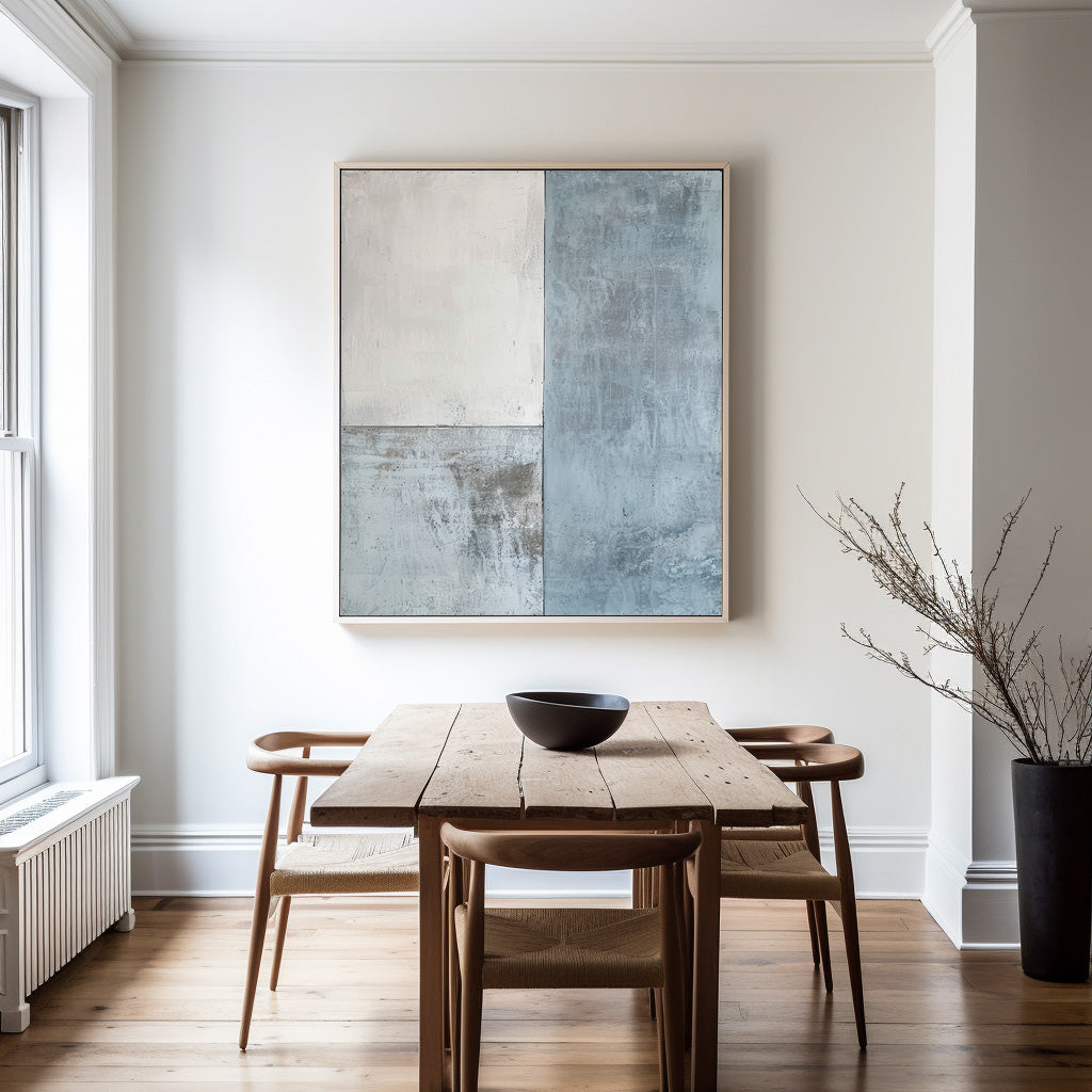 Blue And White Texture Painting on Canvas Modern Minimalist Luxury Art Blue Abstract Wall Art Blue Abstract Painting For Sale