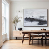 Minimalist Beach Painting Abstract Sea Wall Art Black And White Painting