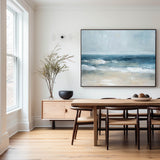 Large Abstract Blue Seascape Paintings On Canvas Modern Blue Textured Beach Canvas Wall Art Painting For Living Room Wall