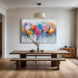 Large Colorful Flowers Wall Art Palette Knife Painting Modern Abstract Painting For Livingroom