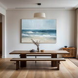 Large Abstract Blue Seascape Paintings On Canvas Modern Blue Textured Beach Canvas Wall Art Painting For Living Room Wall