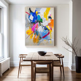 Modern Colorful Bauhaus Wall Art Rich Textured Handmade Artworks Abstract Canvas Art for Livingroom