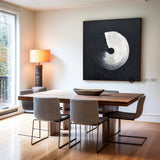 Minimalist Black And White Geometric Abstract Art,Large Framed Black And White Textured,Large Black Painting For Living Room