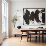 Black Abstract Art Large Modern Interior Canvas Art Long Horizontal Wall Art For Home Decor