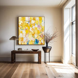 Large Yellow Textured Art Painting Plaster Painting Bauhaus Painting Square Textured Canvas Art