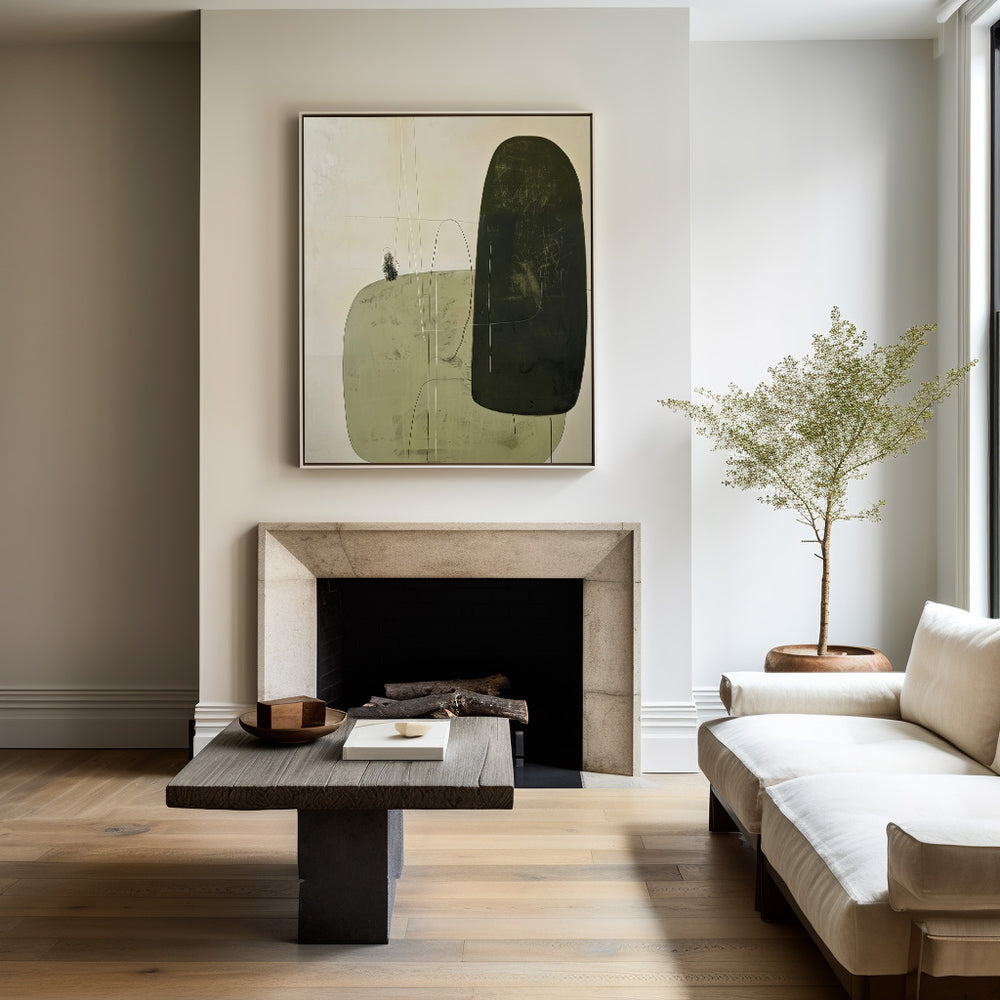 Large Green Abstract Painting Green And Beige Textured Wall Painting Modern Abstract Wall Art Minimalist Painting Art