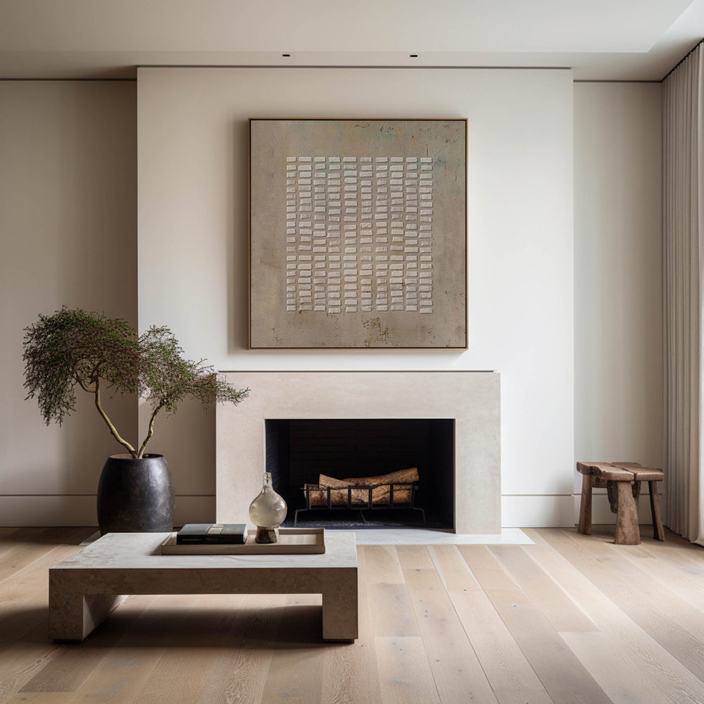 Modern Brown Abstract Wall Art Large Canvas Art Wabi-sabi Minimalist Plaster Art For Sale