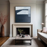 modern minimalist art black and white abstract painting textured abstract painting geometric wall art painting for living room