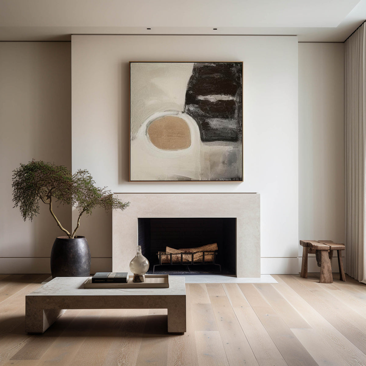 Brown and Black Minimalist Abstract Art On Canvas Modern Painting Abstract Painting For livingroom