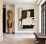 Modern Black And White Abstract Canvas Wall Art Earth Tone Minimalist Art Minimalist Painting