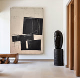 Modern Black And White Abstract Canvas Wall Art Earth Tone Minimalist Art Minimalist Painting