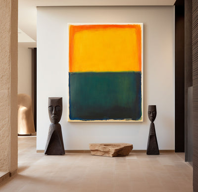 Grenn Canvas Wall Art Green Orange Vibrant Rothko Wall Art Large Canvas Wall Art For Livingroom