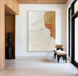 Abstract White And Gold Acrylic Oil Painting Minimalist White Art vertical Paintings For Wall Custom Artwork