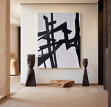 Modern Black And White Abstract Canvas Wall Art Minimalist Art Minimalist Painting For Livingroom