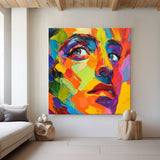Modern Portrait Art LGBT Pride Oil Painting Portrait Painting Rich Textured Square Canvas Art For Sale