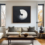 Minimalist Black And White Geometric Abstract Art,Large Framed Black And White Textured,Large Black Painting For Living Room