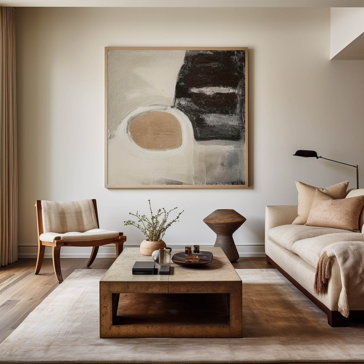 Brown and Black Minimalist Abstract Art On Canvas Modern Painting Abstract Painting For livingroom