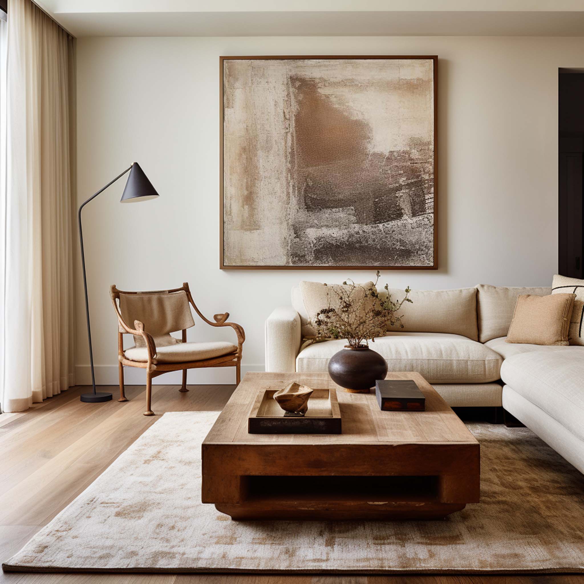 Brown Minimalist Abstract Art On Canvas Modern Painting Abstract Painting For livingroom