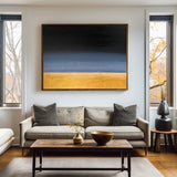 Large Black And Gold Minimalist Art Acrylic Painting Livingroom Canvas Wall Art For Sale