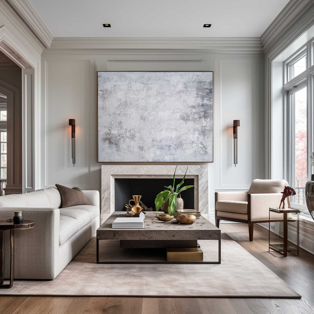 Modern White Minimalist Art Artwork For Large Walls Gray And White Wall Art