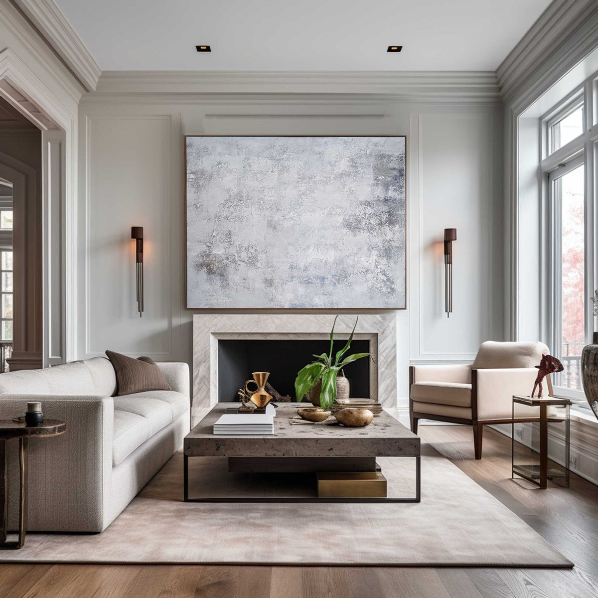 Modern White Minimalist Art Artwork For Large Walls Gray And White Wall Art