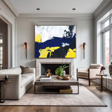Modern Abstract Canvas Wall Art Yellow Blue Canvas Art Bedroom Canvas Art