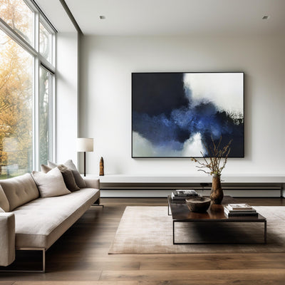 Large Black And Blue Wall Art Abstract Blue Art Modern Blue Art