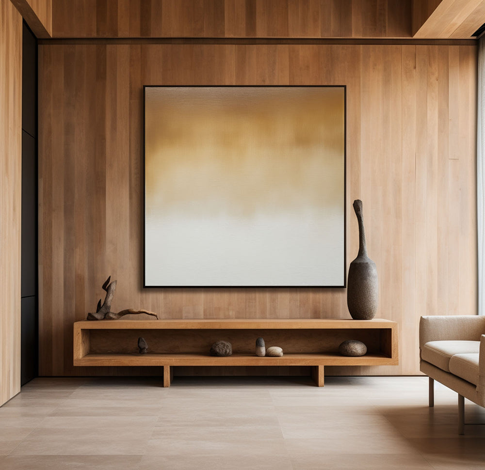 Large Brown Wall Art Brown Solid Color Painting Wabi-sabi Minimalist Square Textured Wall Art For Sale