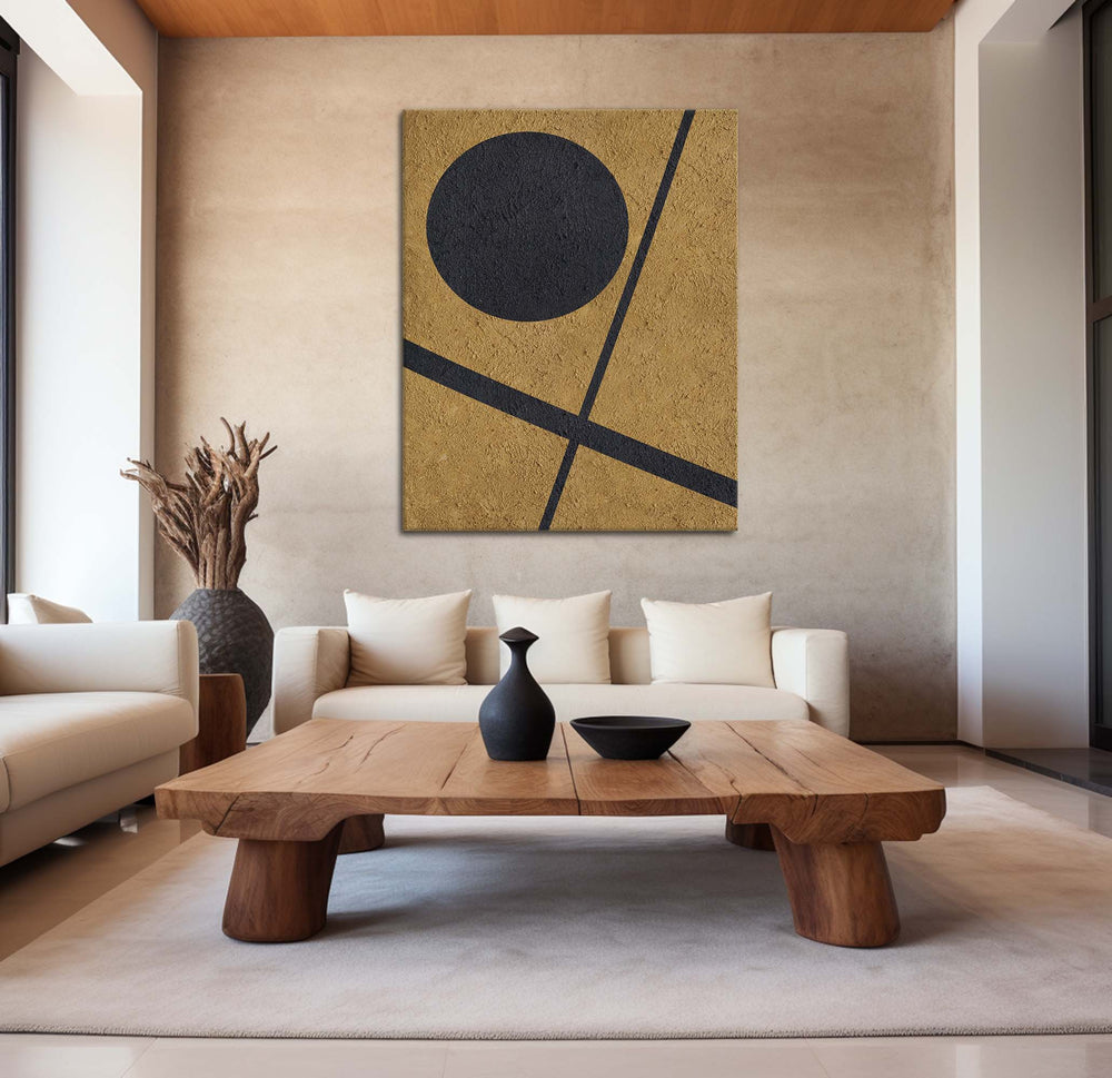 Modern Art Minimalist Painting Abstract Minimal Art Black And Gold Abstract