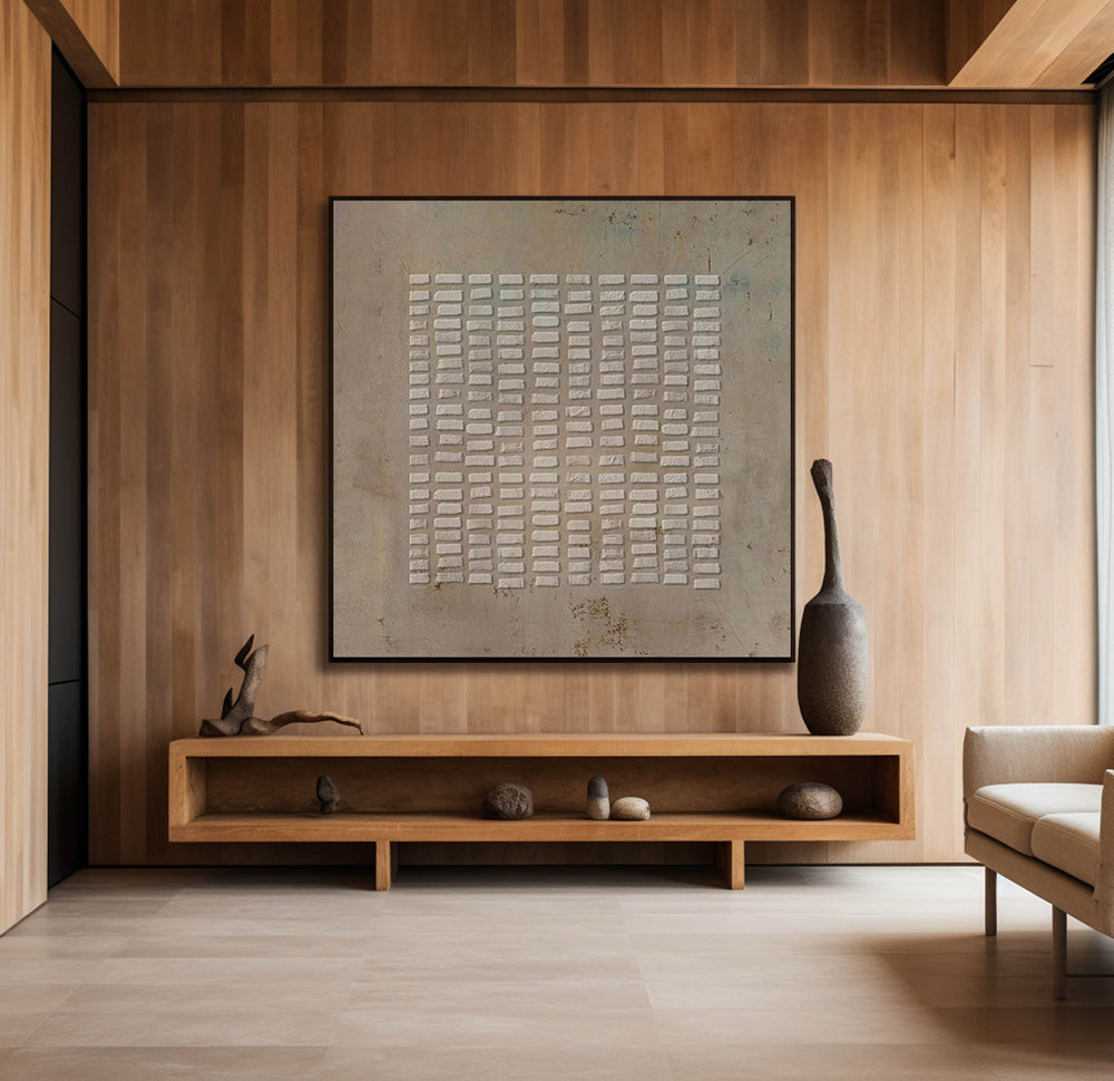 Modern Brown Abstract Wall Art Large Canvas Art Wabi-sabi Minimalist Plaster Art For Sale