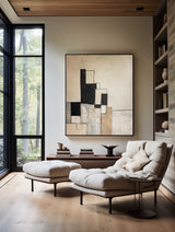 Modern Black And Beige Abstract Canvas Wall Art Earth Tone Minimalist Art Minimalist Painting