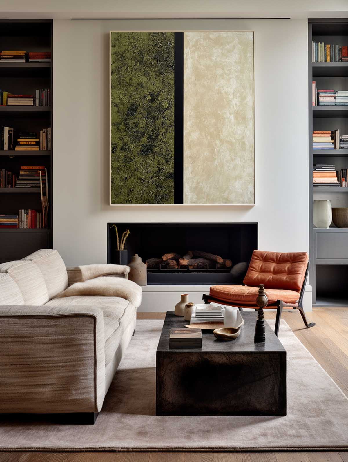 Modern Green Textured Wall Art Large Green Painting Abstract Wall Art For Livingroom