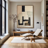 Modern Black And Beige Abstract Canvas Wall Art Earth Tone Minimalist Art Minimalist Painting